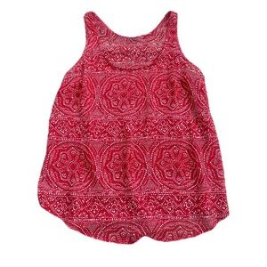 💜 Old Navy Red & White Patterned Tank Top - Size L/G